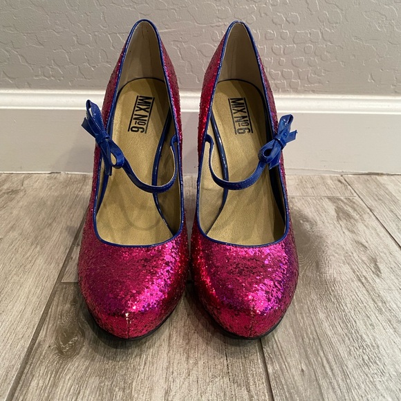 Mix No.6 Womens Heels. Pink Glitter. Size 8.5. EUC - Picture 2 of 5